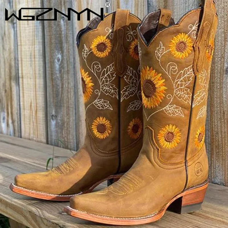 Embroidery Youtube - Designer Women Coffee Brown Embroidery Boots