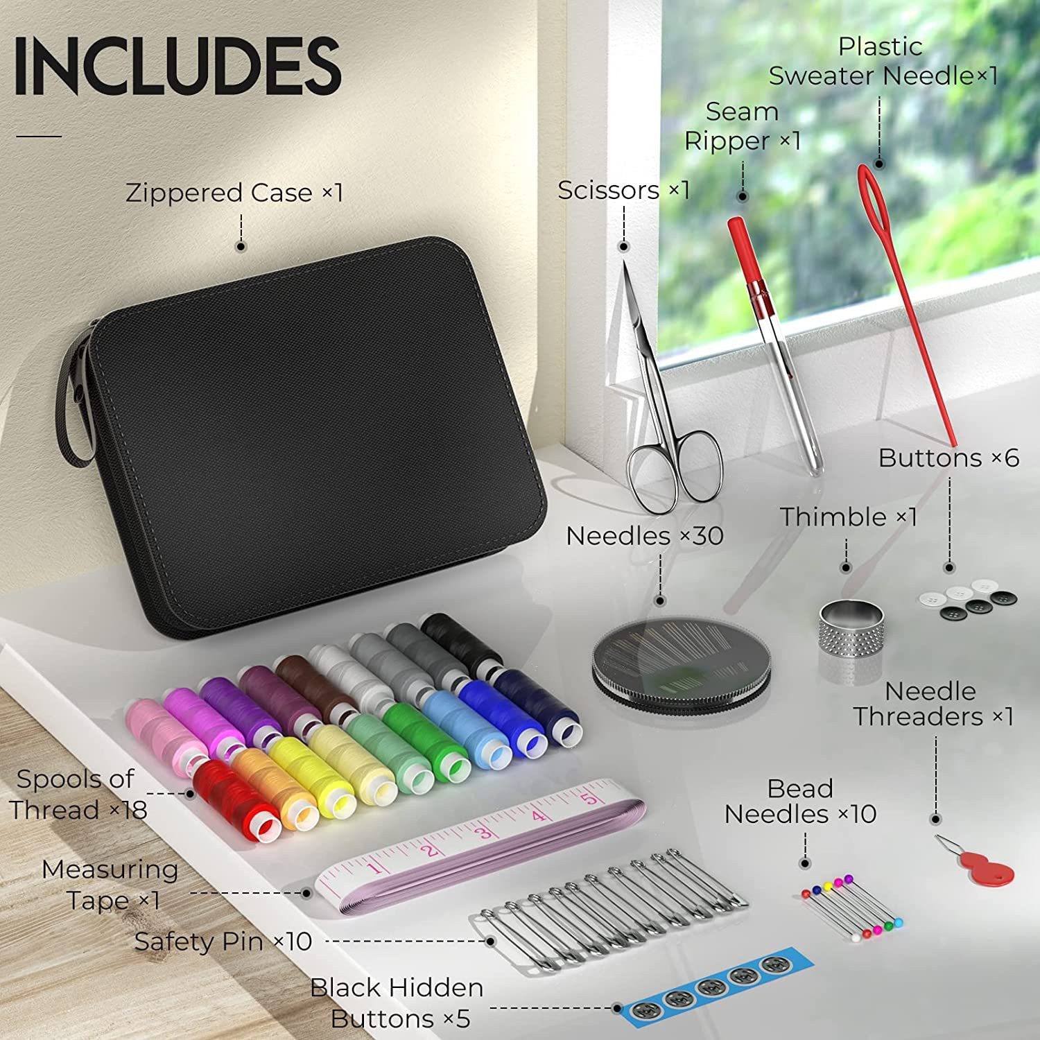 Embroidery Kit Set - Portable Travel Sewing Kit with Needles