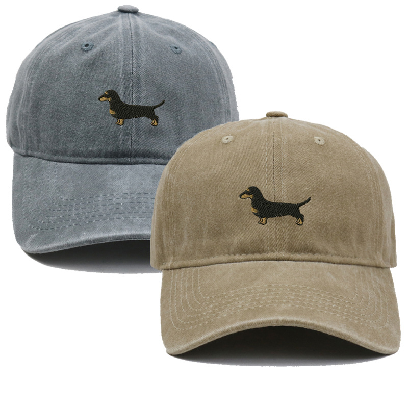 Embroidery Lovers - Vintage Washed Baseball Cap Cute Dachshund