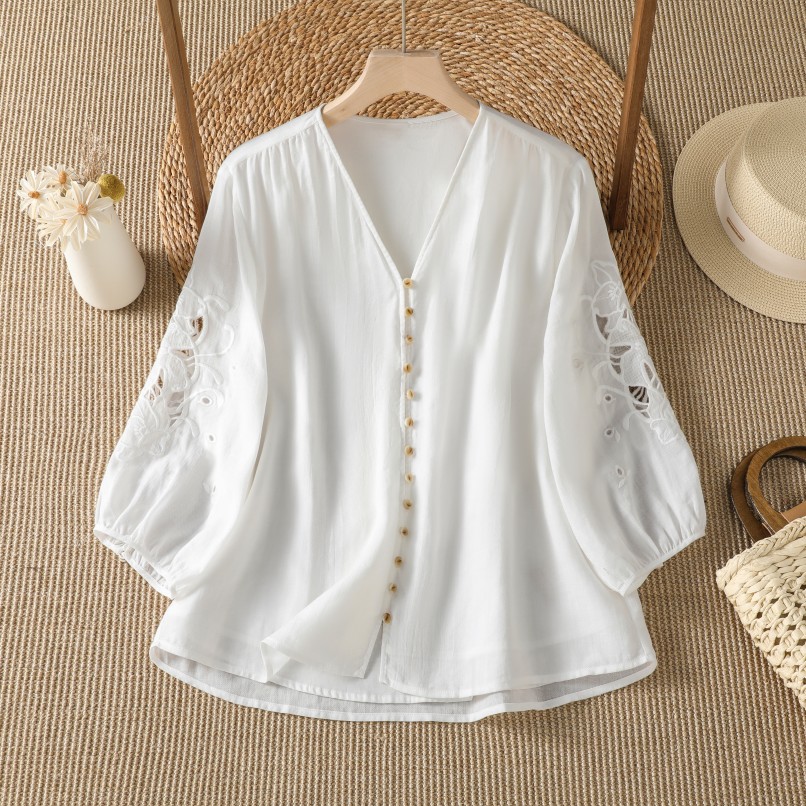 Embroidery Cardigan - Design Casual Cotton Linen Hollow Embroidery