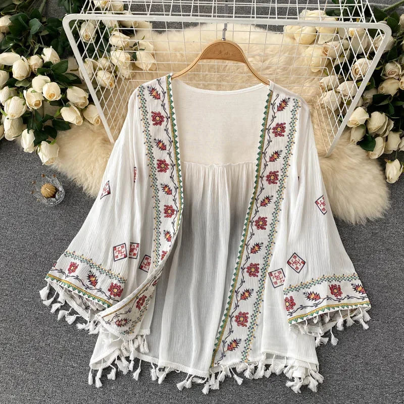 Summer Women's Shirt Bohemian  - đánh giá và giá Embroidery Cardigan