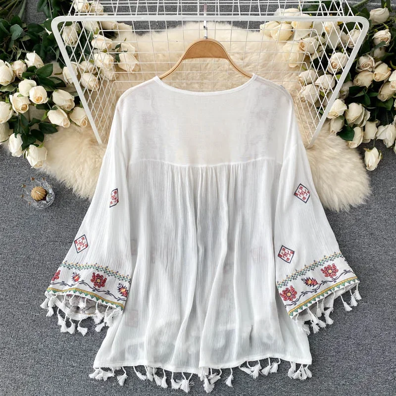 Summer Women's Shirt Bohemian  - đánh giá và giá Embroidery Cardigan