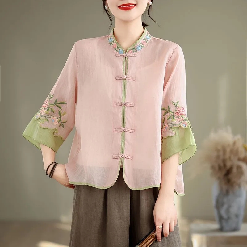 Summer Cotton And Hemp Art Ret - đánh giá và giá Embroidery Cardigan