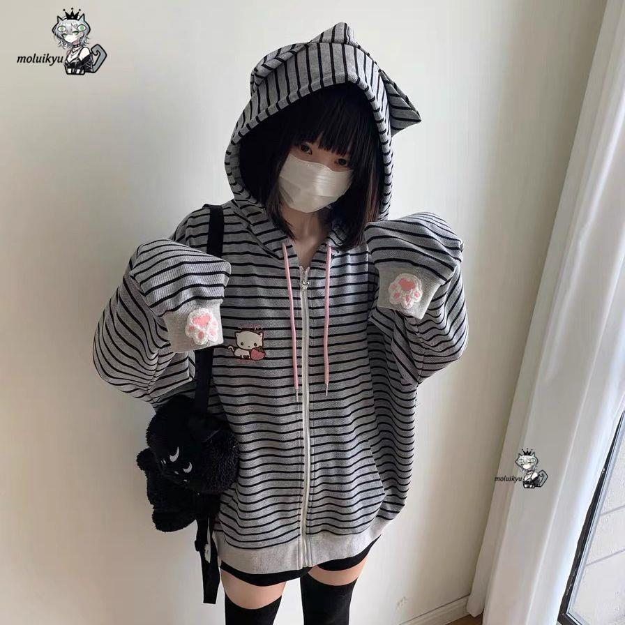 Y2K Women Striped Zip Up Jacke - đánh giá và giá Embroidery Jacket