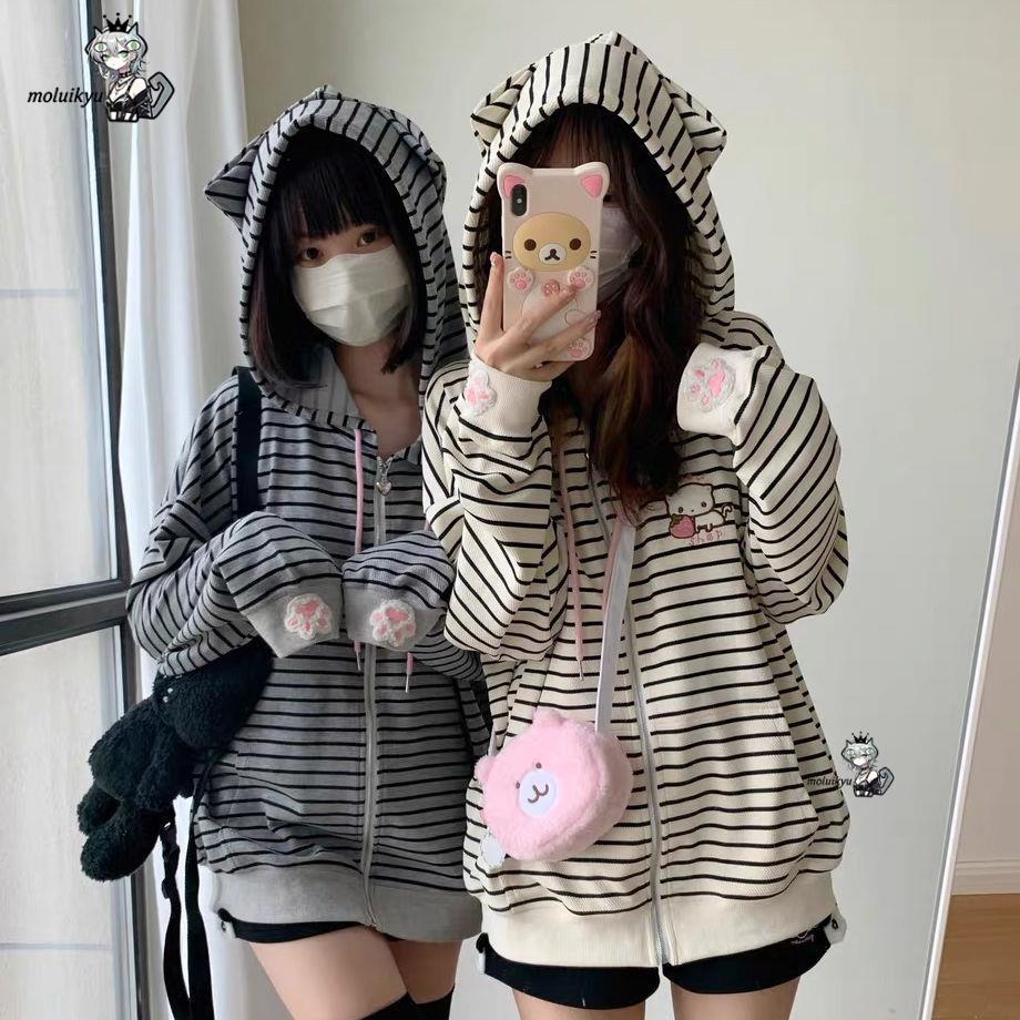 Y2K Women Striped Zip Up Jacke - đánh giá và giá Embroidery Jacket