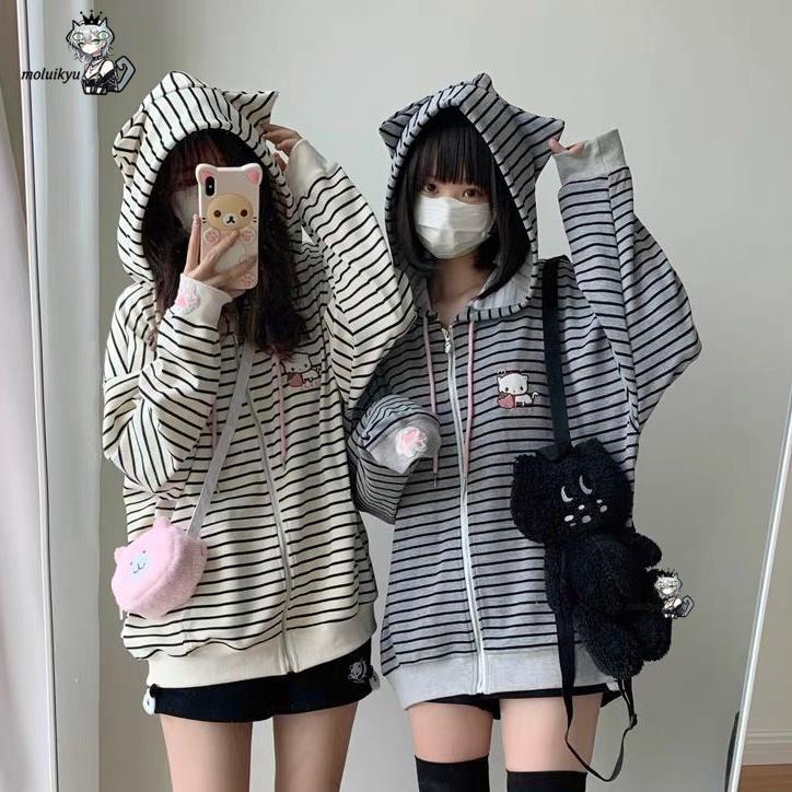 Y2K Women Striped Zip Up Jacke - đánh giá và giá Embroidery Jacket